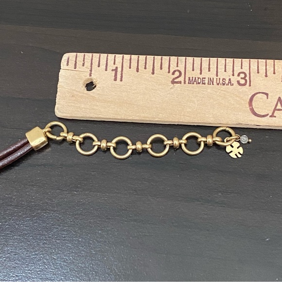 LUCKY BRAND Dark Brown Double Leather With Gold Bar Choker Necklace - Picture 9 of 9